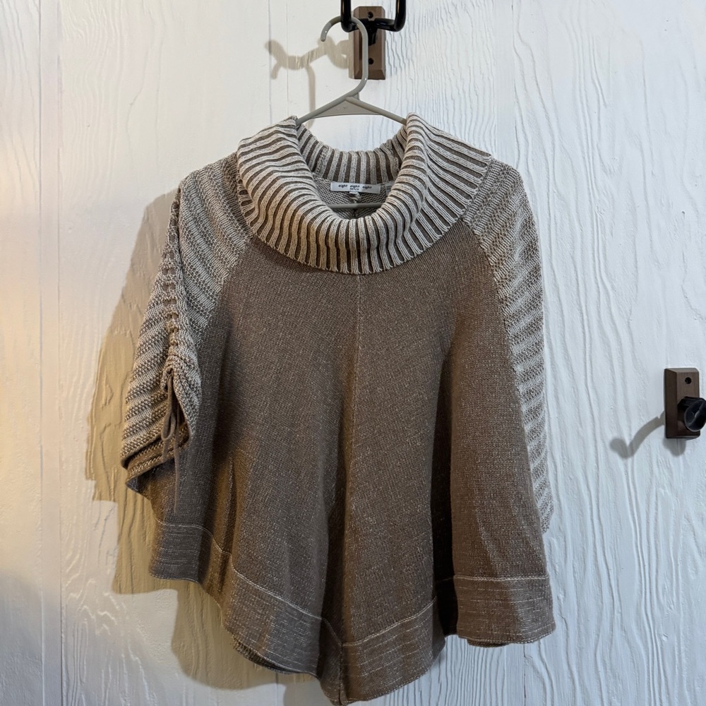 Eight Eight Eight Striped Cowl Neck Sweater in Brown and Cream